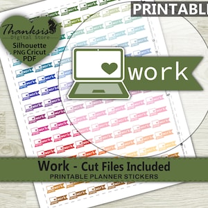 Work Printable Planner Stickers, Erin Condren Planner Stickers, Work Printable Stickers - Cut Files