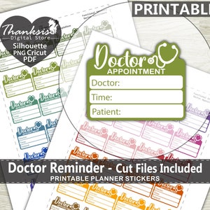 Doctor Reminder Printable Planner Stickers, Erin Condren Planner Stickers, Printable Stickers - Cut Files