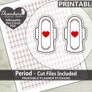 Period Printable Planner Stickers, Erin Condren Planner Stickers, Period Printable Stickers - Cut Files