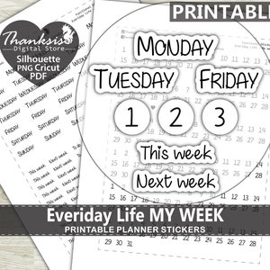 Everiday Life Words Printable Planner Stickers, Erin Condren Planner Stickers, Printable Stickers - Cut Files