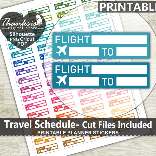 Travel Schedule Printable Planner Stickers, Erin Condren Planner Stickers, Travel Schedule Printable Stickers - Cut Files