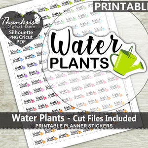 Water Plants Printable Planner Stickers, Erin Condren Planner Stickers, Water plants Printable Stickers - Cut Files