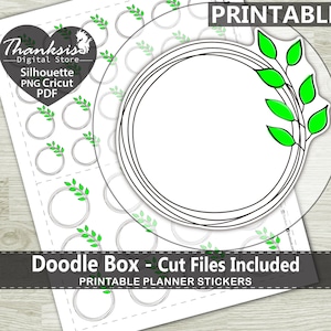 Doodle Box Printable Planner Stickers, Erin Condren Planner Stickers, Doodle Box Printable Stickers - Cut Files