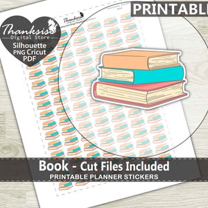 Book Printable Planner Stickers, Erin Condren Planner Stickers, Book Printable Stickers - Cut Files