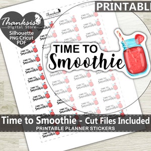 Smoothie Time Printable Planner Stickers, Erin Condren Planner Stickers, Smoothie Time Printable Stickers - Cut Files