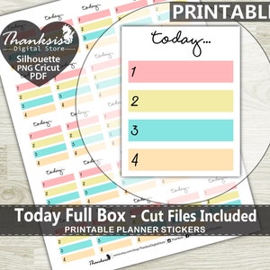 Today Box Printable Planner Stickers, Erin Condren Planner Stickers, Full Box Printable Stickers - Cut Files