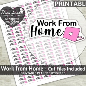 Work from Home Printable Planner Stickers, Erin Condren Planner Stickers, Work Printable Stickers - Cut Files