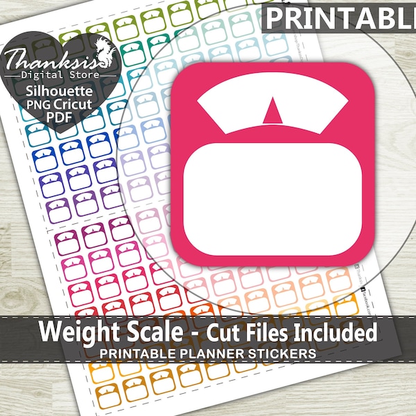 Weight Scale Printable Planner Stickers, Erin Condren Planner Stickers, Weigth Scale Printable Stickers - Cut Files