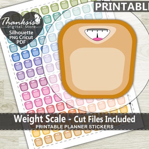 Weight Scale Printable Planner Stickers, Erin Condren Planner Stickers, Weigth Scale Printable Stickers - Cut Files