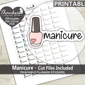 Doodle Manicure Printable Planner Stickers, Erin Condren Planner Stickers, Doodle Printable Stickers - Cut Files