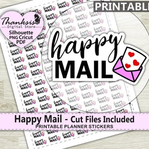 Happy Mail Printable Planner Stickers, Erin Condren Planner Stickers, Happy Mail Printable Stickers - Cut Files