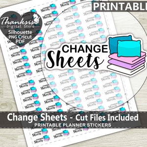 Change Sheets Printable Planner Stickers, Erin Condren Planner Stickers, Change Sheets Printable Stickers - Cut Files
