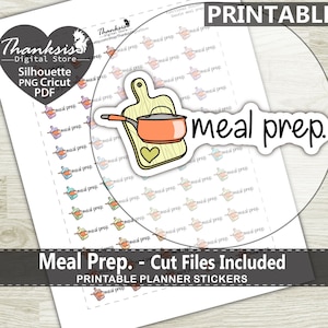 Doodle Meal Printable Planner Stickers, Erin Condren Planner Stickers, Doodle Printable Stickers - Cut Files