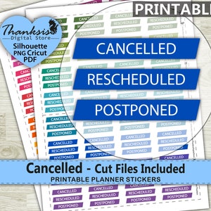 Cancelled Printable Planner Stickers, Erin Condren Planner Stickers, Cancelled Printable Stickers - Cut Files