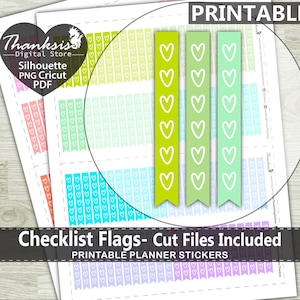 70/% OFF Sale Checklist Flags Printable Planner Stickers Cut Files Checklist Flags Printable Stickers Erin Condren Planner Stickers
