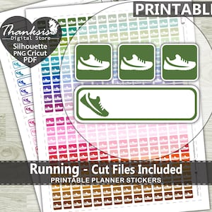 Running Printable Planner Stickers, Erin Condren Planner Stickers, Running Printable Stickers - Cut Files