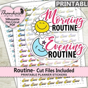 Routine Printable Planner Stickers, Erin Condren Planner Stickers, Routine Printable Stickers - Cut Files
