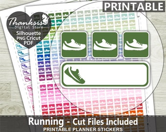 Running Printable Planner Stickers, Erin Condren Planner Stickers, Running Printable Stickers - Cut Files