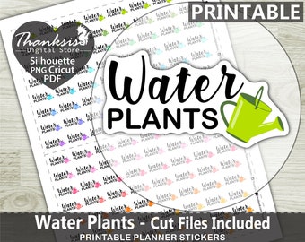 Water Plants Printable Planner Stickers, Erin Condren Planner Stickers, Water plants Printable Stickers - Cut Files