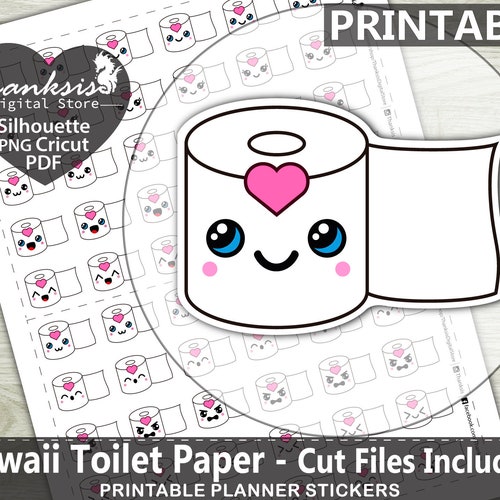 Kawaii Toilet Paper Printable Planner Stickers Erin Condren Etsy