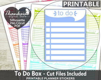 To Do Box Printable Planner Stickers, Erin Condren Planner Stickers, To Do Box Printable Stickers - Cut Files