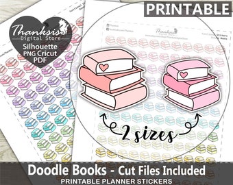 Doodle Books Printable Planner Stickers, Erin Condren Planner Stickers, Doodle Printable Stickers - Cut Files