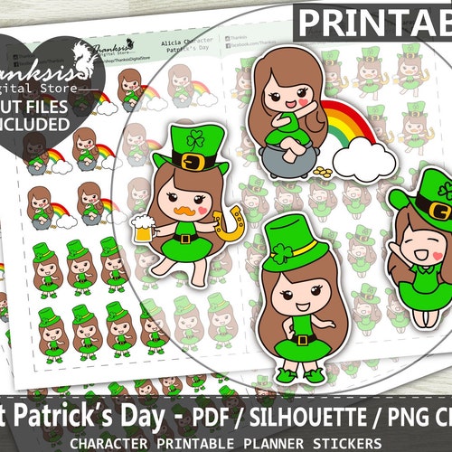 St Patrick's Day Planner Stickers Printable March Kit - Etsy