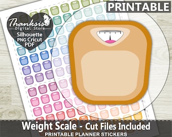 Weight Scale Printable Planner Stickers, Erin Condren Planner Stickers, Weigth Scale Printable Stickers - Cut Files