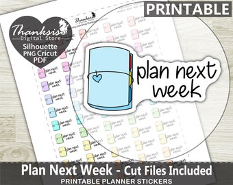 Doodle Plan Next Week Printable Planner Stickers, Erin Condren Planner Stickers, Doodle Printable Stickers - Cut Files