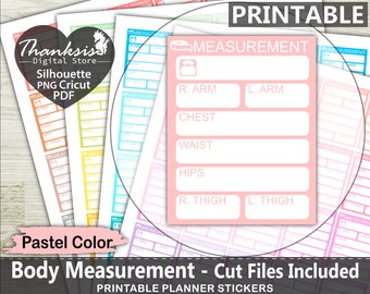Body Measurement Printable Planner Stickers, Erin Condren Planner Stickers, Body Measurement Printable Stickers - Cut Files