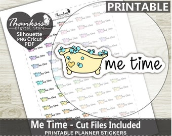 Doodle Me Time Printable Planner Stickers, Erin Condren Planner Stickers, Doodle Printable Stickers - Cut Files