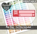 Pay Day Printable Planner Stickers, Erin Condren Planner Stickers, Pay Day Printable Stickers - Cut Files