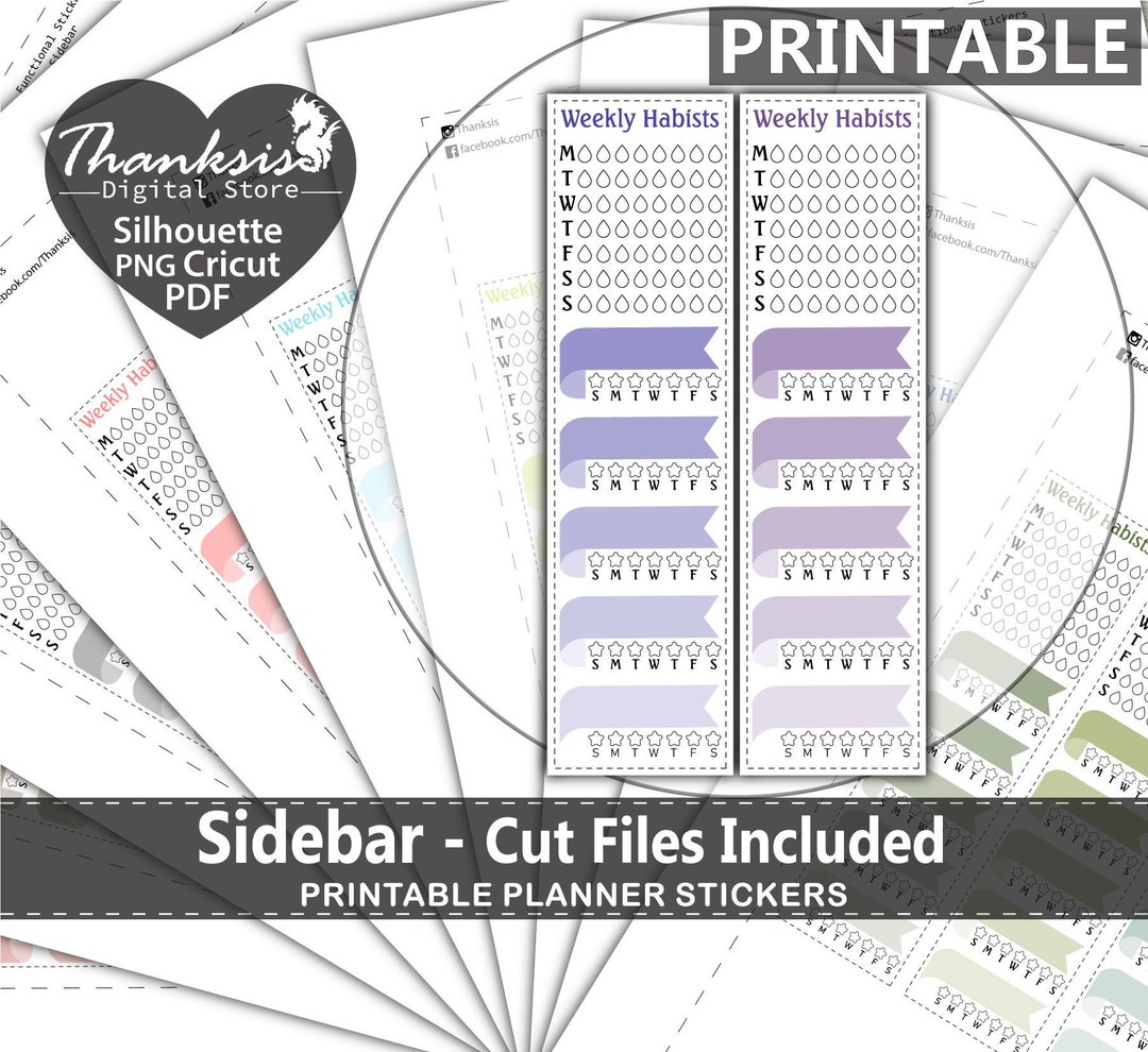Sidebar Printable Planner Stickers, Erin Condren Planner Stickers ...