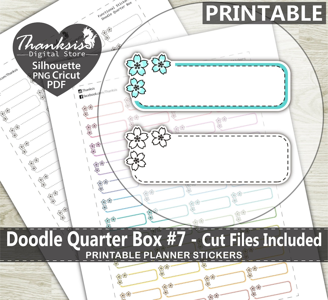 Doodle Quarter Box 7 Printable Planner Stickers Erin Condren - Etsy