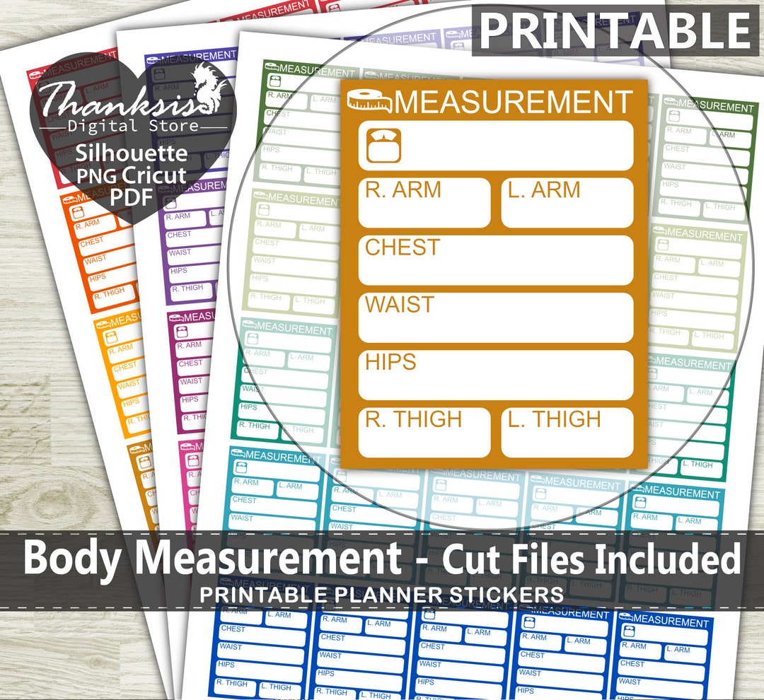Body Measurement Printable Planner Stickers, Erin Condren Planner ...