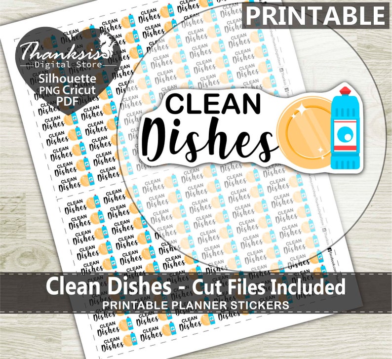 70 OFF Sale Clean Dishes Printable Planner Stickers Erin Etsy