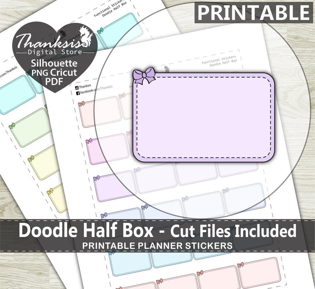 Doodle Half Box Printable Planner Stickers, Erin Condren Planner ...