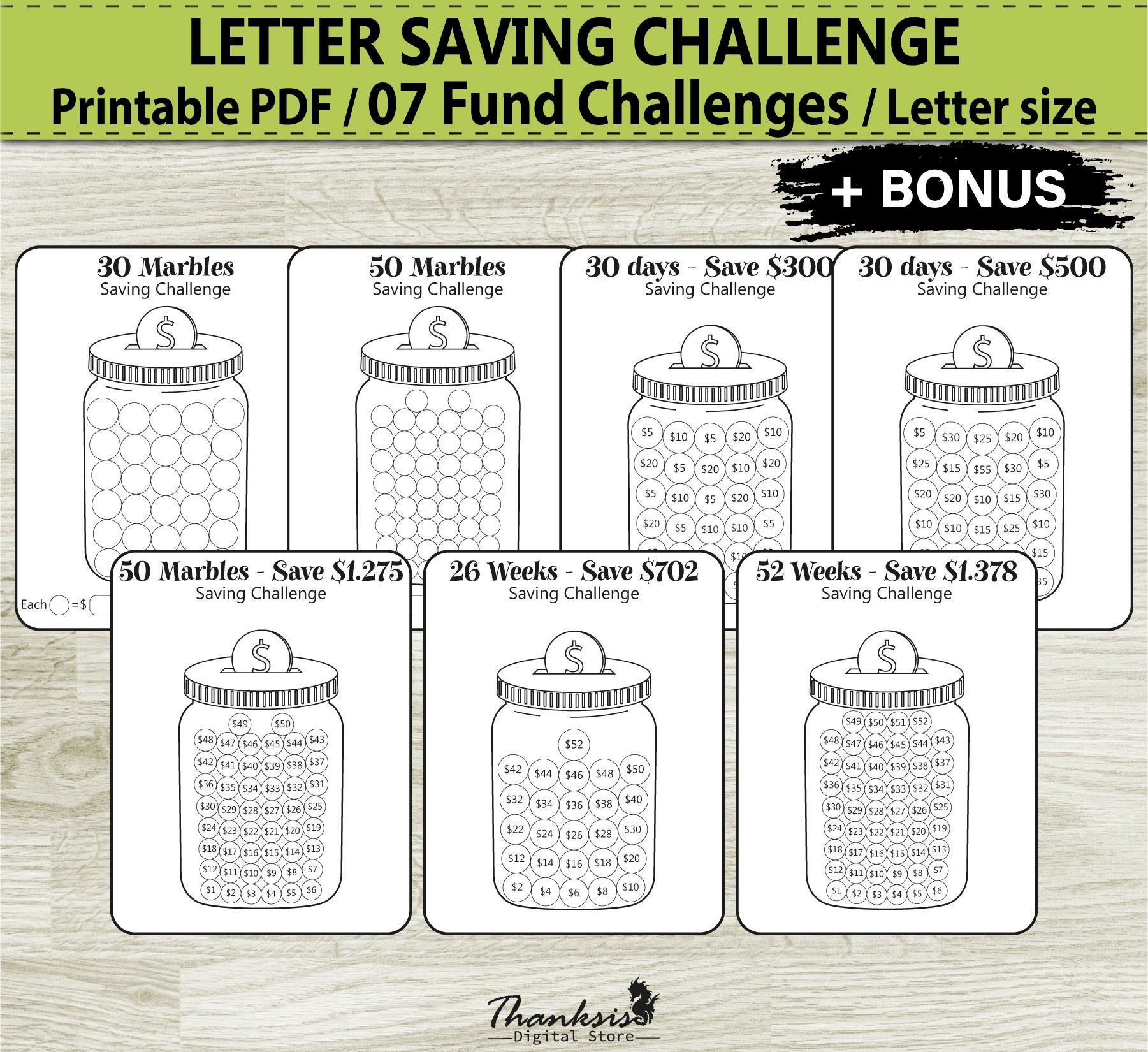 Savings Challenge Printable Money Saving Challenge Savings - Etsy