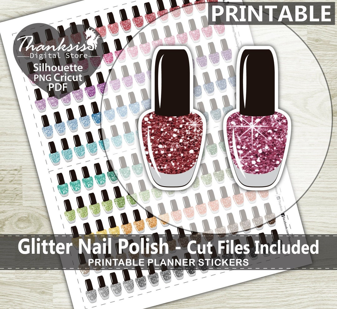 Glitter Nail Polish Printable Planner Stickers Erin Condren - Etsy