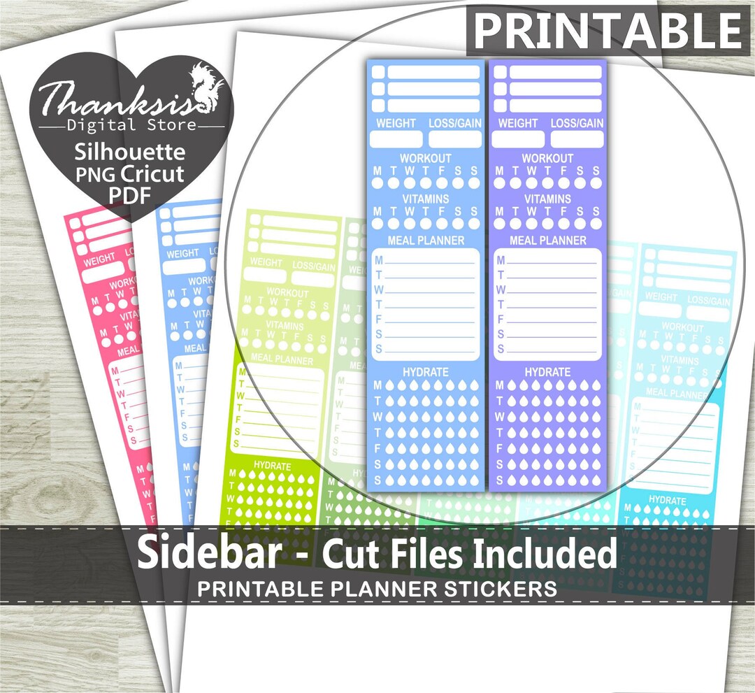 Sidebar Printable Planner Stickers, Erin Condren Planner Stickers ...