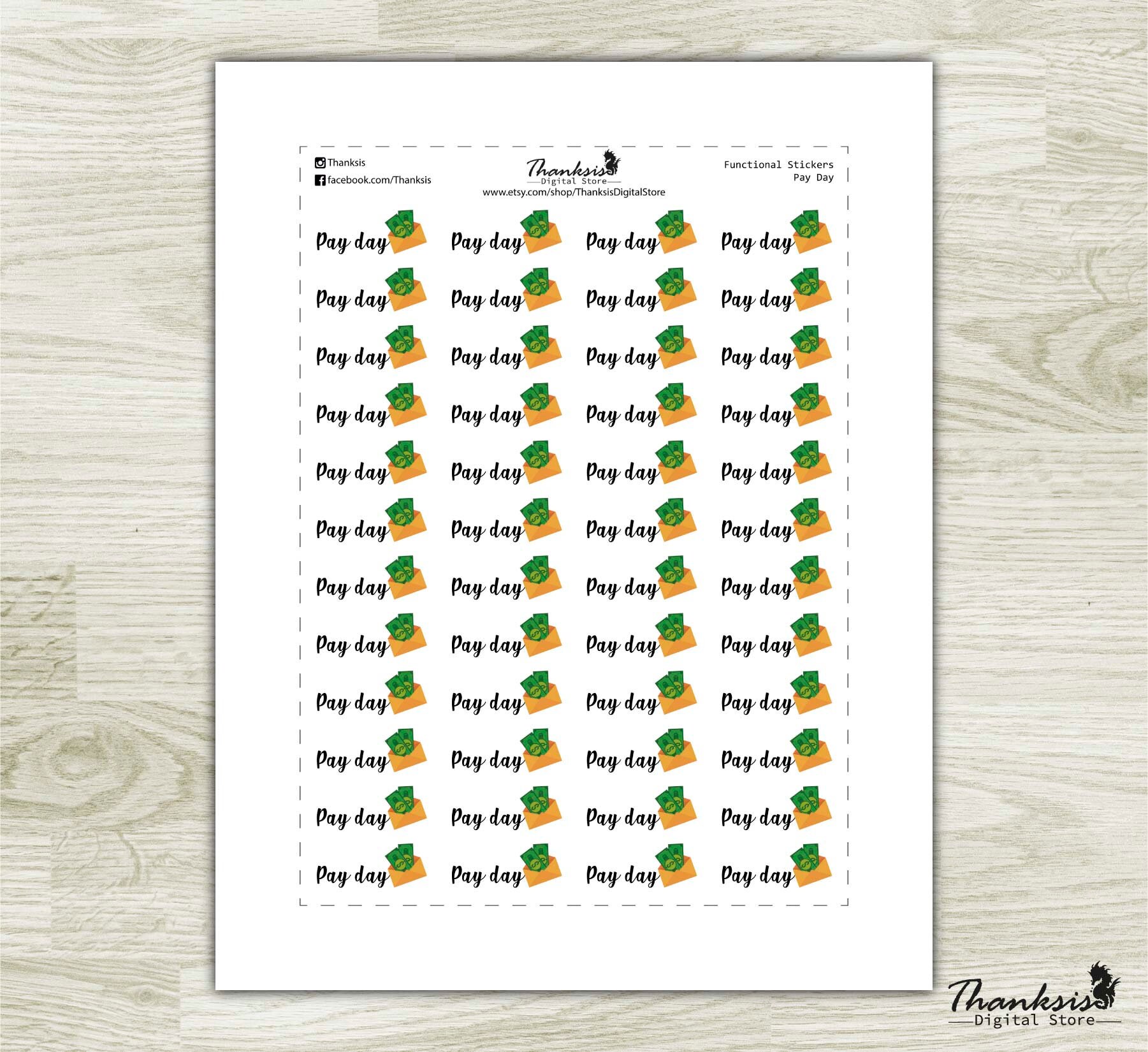 Pay Day Printable Planner Stickers Erin Condren Planner | Etsy
