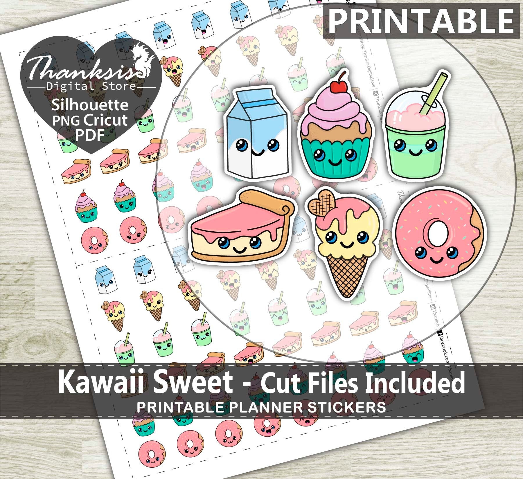 Monthly Planner Stickers Kawaii Birthday Cupcakes Stickers Planner Labels Compatible with Erin Condren Life Planner - 81 Stickers