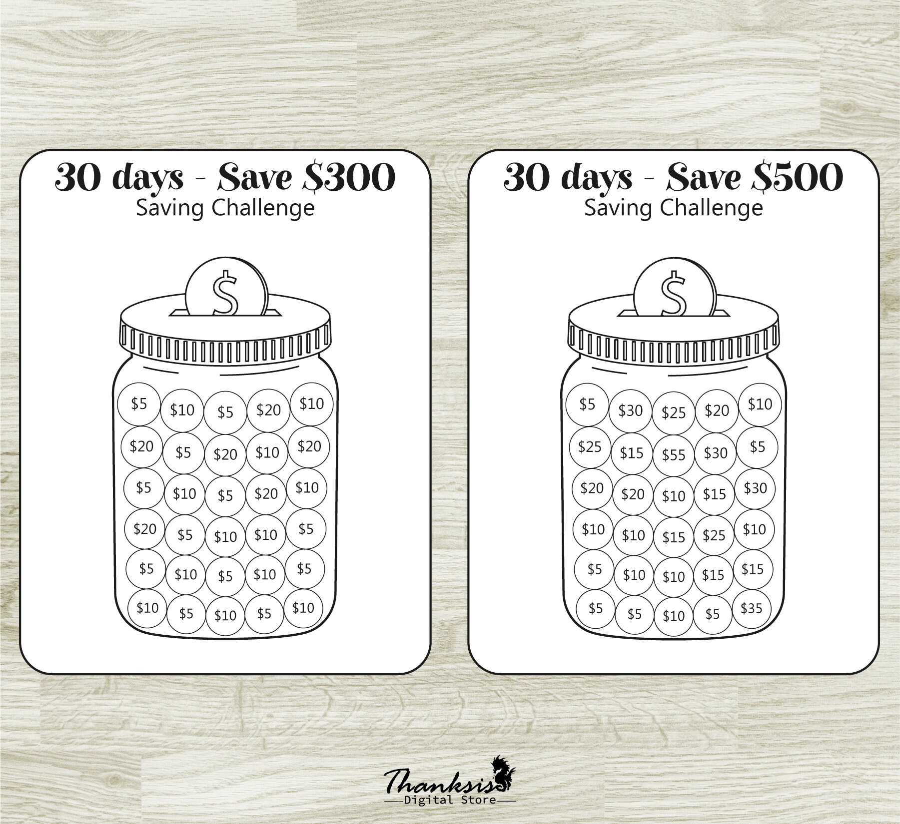 Savings Challenge Printable Money Saving Challenge Savings - Etsy