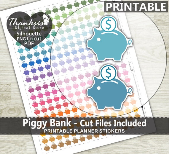 Piggy Bank Printable Planner Stickers Erin Condren Planner - Etsy
