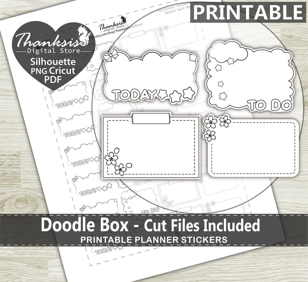 Doodle Half Box Printable Planner Stickers Erin Condren - Etsy