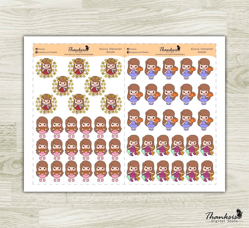Autumn Printable Planner Stickers Character Printable | Etsy
