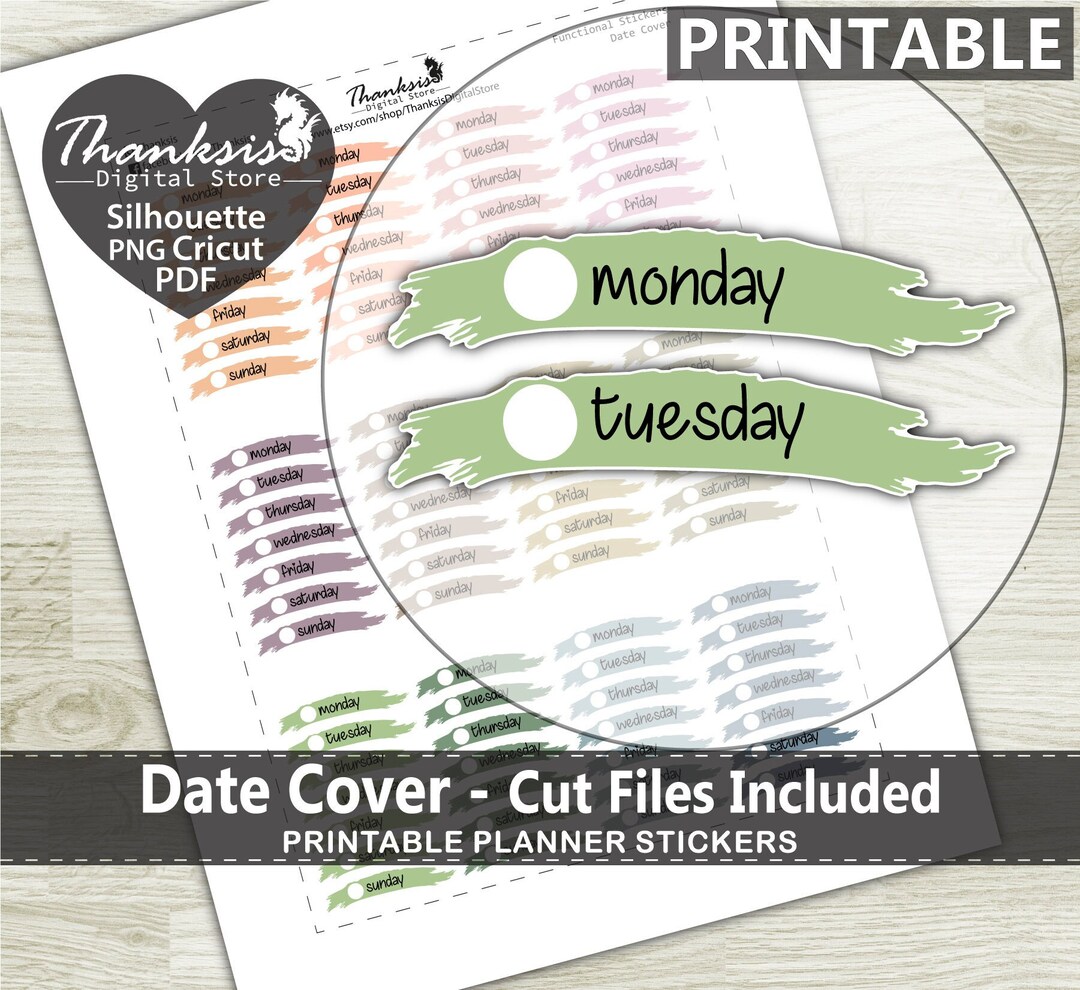 Date Cover Printable Planner Stickers, Date Cover, Erin Condren Planner ...
