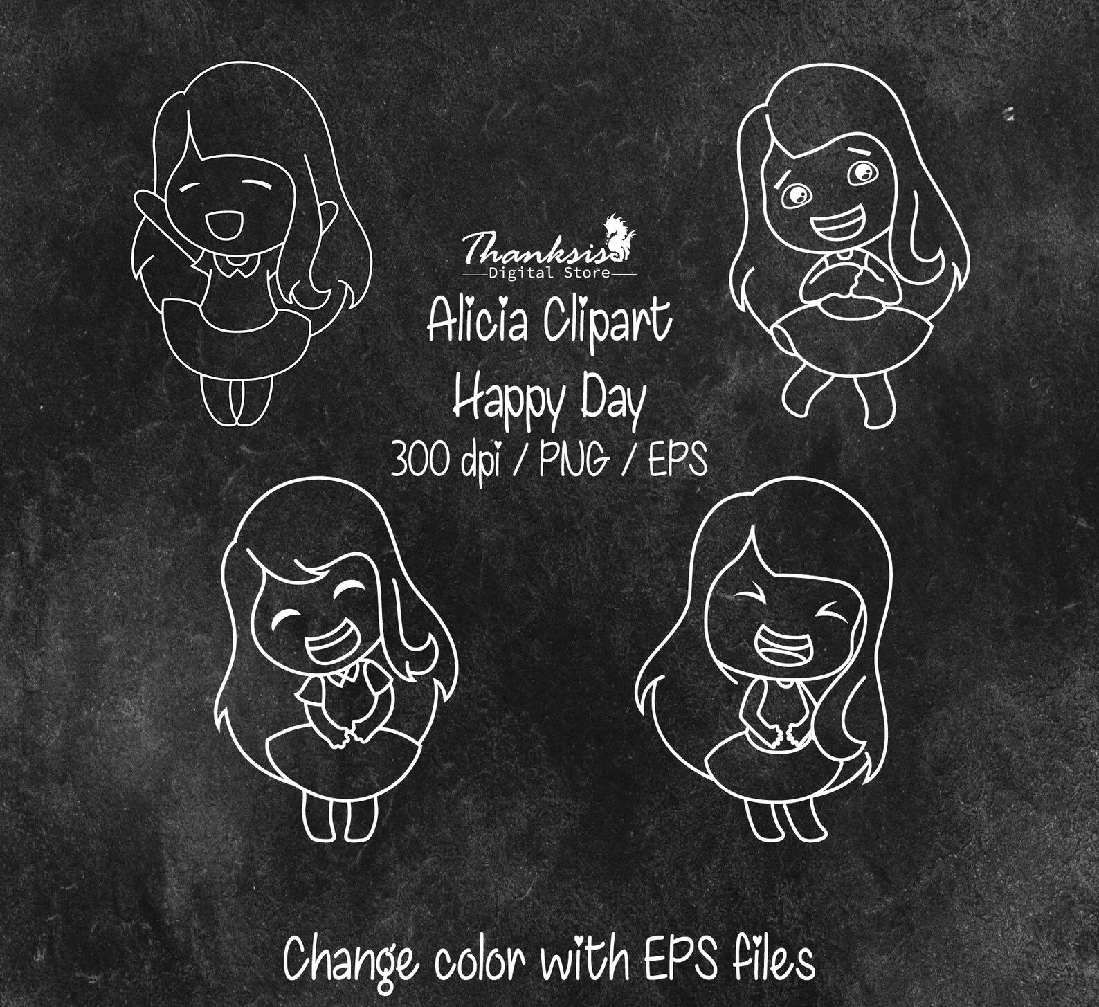 Alicia Clipart Happy Day Clipart Digital Stamp Planner - Etsy