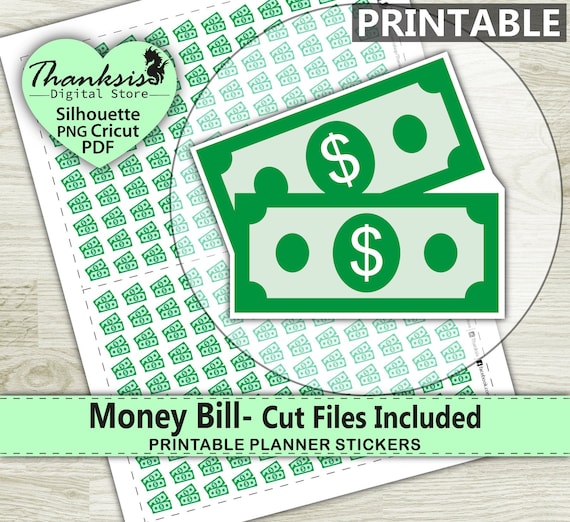 Money Bill Printable Planner Stickers Erin Condren Planner | Etsy