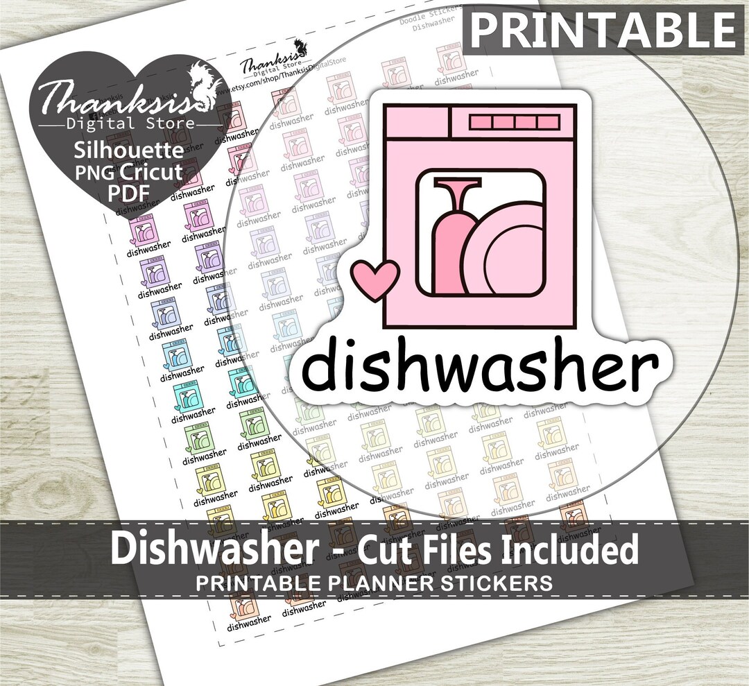 Doodle Dishwasher Printable Planner Stickers Erin Condren Etsy